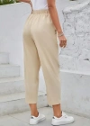 Kadın Yüksek Bel Yandan Cepli Düğme Detaylı Geniş Kesim Ithal Krep Pantolon