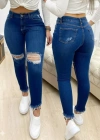 Kadın Yüksek Bel Yırtık Detaylı kinny Kot Pantolon
