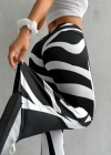 Kadın Yüksek Bel Zebra Desenli Dalgıç Tayt