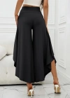 Kadın Yüksek Belli Geniş Paçalı Yanlardan Açık Sandy Pantolon
