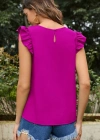 Kadın Yuvarlak Yaka Kolları Fırfırlı Krep Bluz