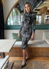 Kadın Zebra Desen üet Kumaş Fırsat ürün Midi Boy Elbise