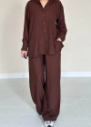 Kahverengi Alice Gömlek Ve Bol Kesim Pantolon Takım