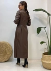 Kahverengi Kemerli Deri Elbise
