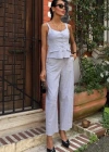 Kalın Askılı Bluz Pantolon Keten Takım 10187