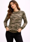 Kamuflaj Desenli 2 İplik 4 evsim Uzun Kollu Bisiklet Yaka weatshirt  Kamuflaj
