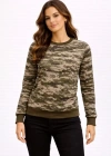 Kamuflaj Desenli 2 İplik 4 evsim Uzun Kollu Bisiklet Yaka weatshirt  Kamuflaj
