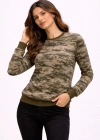 Kamuflaj Desenli 2 İplik 4 evsim Uzun Kollu Bisiklet Yaka weatshirt  Kamuflaj