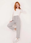 Kapama Cep Detaylı Gri Pantolon