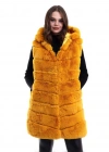 Kapşonlu Peluş Kürk Yelek Premium Kalite, Tam Astarlı, Uzun odel  arı
