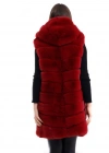 Kapşonlu Peluş Kürk Yelek Premium Kalite, Tam Astarlı, Uzun odel  Kırmızı