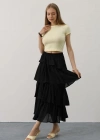 Katlı Kesim Uzun Etek  iyah