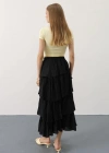Katlı Kesim Uzun Etek  iyah