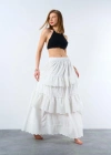 Katlı Pileli Etek  Ekru
