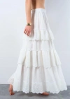 Katlı Pileli Etek  Ekru