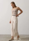 Kemer Pens Detaylı Pantolon  Bej