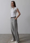 Kemerli Palazzo Pantolon  GriBeyaz