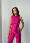 KETEN BLUZ  PANTOLON TAKI ASSİO ODELSCREAT KUAŞ  Fuşya