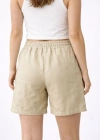 Keten Kumaş Cepli Rahat Kesim Bel astikli Şort  Bej