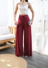 Keten Önü Çapraz Parçali Lasti̇kli̇ Ve Bağcikli Geni̇ş Paça Pantolon