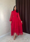 Kırmızı Bel Detaylı Elbise