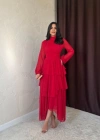 Kırmızı Bel Detaylı Elbise