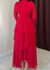 Kırmızı Bel Detaylı Elbise