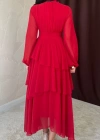 Kırmızı Bel Detaylı Elbise