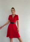 Kırmızı Kemerli Spor Elbise
