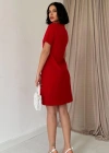 Kırmızı Kısa Kol Atlas Mini Elbise