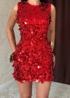 Kırmızı Payetli Elbise