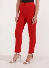 Kırmızı Yüksek Bel Kumaş Pantolon 6650