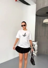 Kısa Kol Baskılı Tshirt  Beyaz