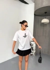 Kısa Kol Baskılı Tshirt  Beyaz