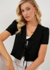 Kısa Kol Crop Bluz 958  Siyah