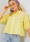 Kısa Kol Crop Gömlek 20335  Sarı