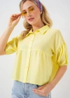 Kısa Kol Crop Gömlek 20335  Sarı