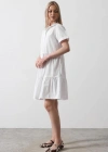 Kısa Kol Düğmeli Elbise  Beyaz