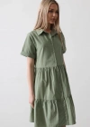 Kısa Kol Düğmeli Elbise  Haki