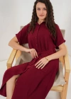 Kısa Kol Elbise 2214  Bordo