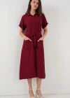 Kısa Kol Elbise 2214  Bordo