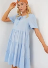 Kısa Kol Kısa Elbise 2554  Mavi