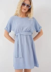 Kısa Kol Mini Ayrobin Elbise 2572  Mavi