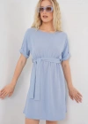 Kısa Kol Mini Ayrobin Elbise 2572  Mavi