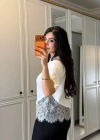 Kısa Kollu Bısıklet Yakalı Dantel Detaylı Vıskon ıkı ıplık Bluz