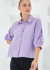 Kol Detaylı Lila Crop Gömlek 20246