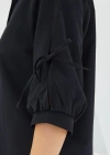 Kol Detaylı Siyah Crop Gömlek 20246