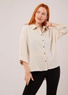 Kol Katlama Detaylı Bej Gömlek