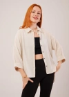Kol Katlama Detaylı Bej Gömlek