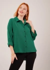 Kol Katlama Detaylı Zümrüt Yeşili Gömlek